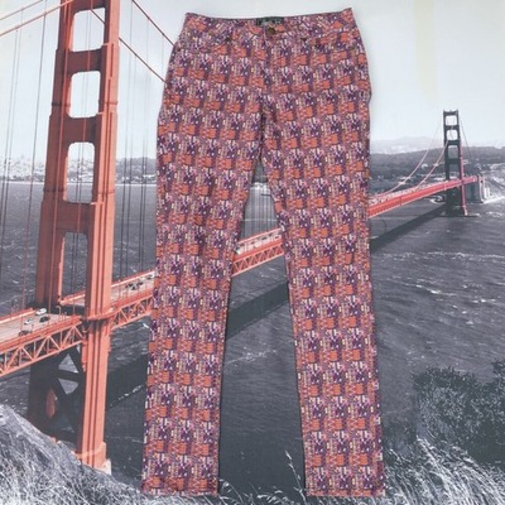 Roots Canada Womens Pants 27 Geometric Aztec Pattern Skinny Jeans 27x30 Slim Leg - Picture 2 of 6